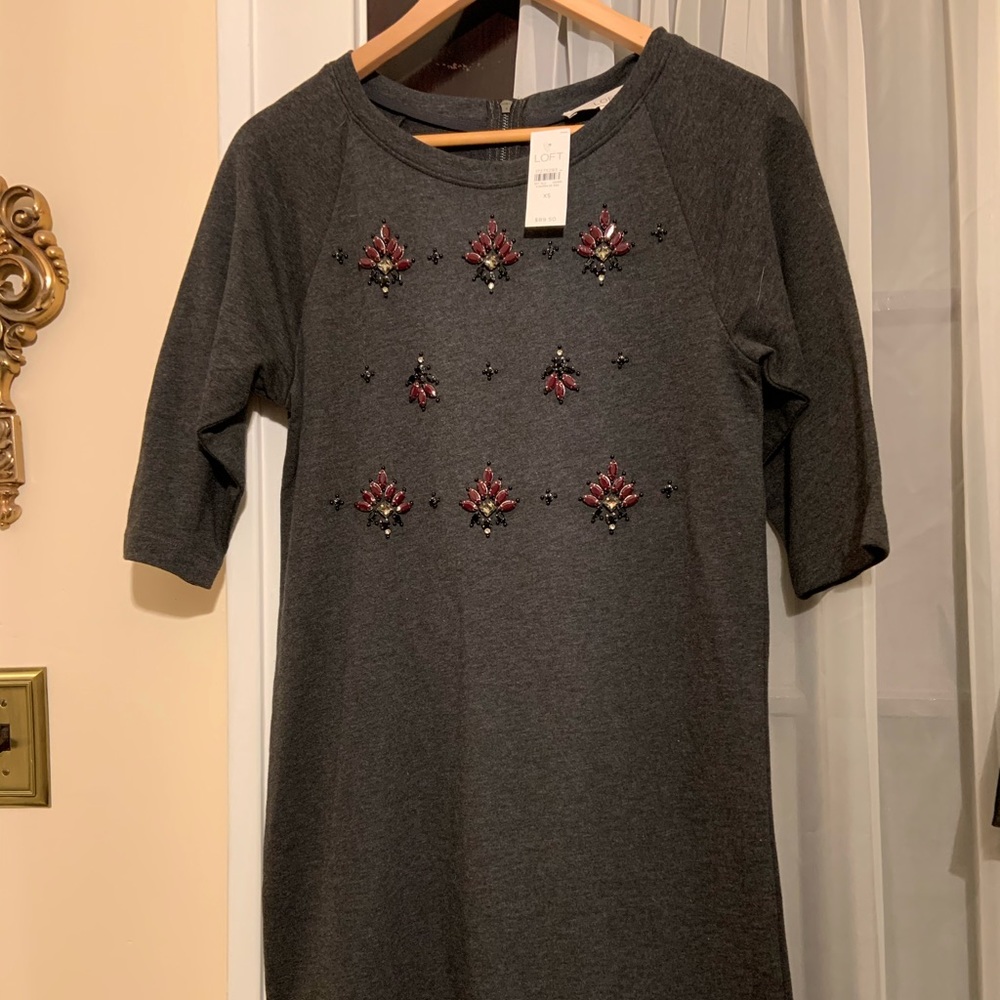 NWT Loft simple shift dress! Pretty beaded front